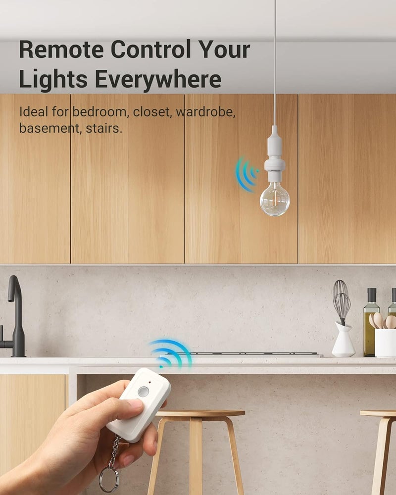 DEWENWILS Remote Control Light Bulb Socket, Wireless Light Bulbs Socket Switch Kit with Controller, Remote Light Socket E26/E27 Base for Pull Chain Light Fixture, No Wiring, Programmed, ETL Listed - Image 2